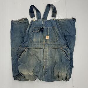 Vintage 60s Red Camel Denim Workwear Overalls 40x28